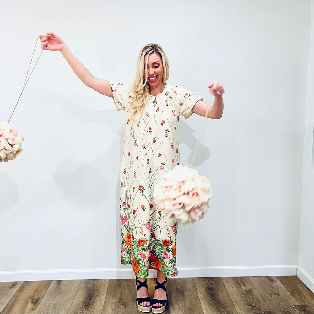 VTG Floral Housecoat Zip-up Dress - Picture 4 of 16